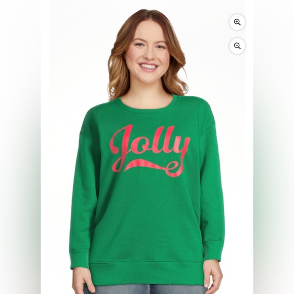 Holiday Time Christmas Jolly Red Green Long Sleeve Pullover Sweatshirt XL 16/18 - Picture 1 of 8